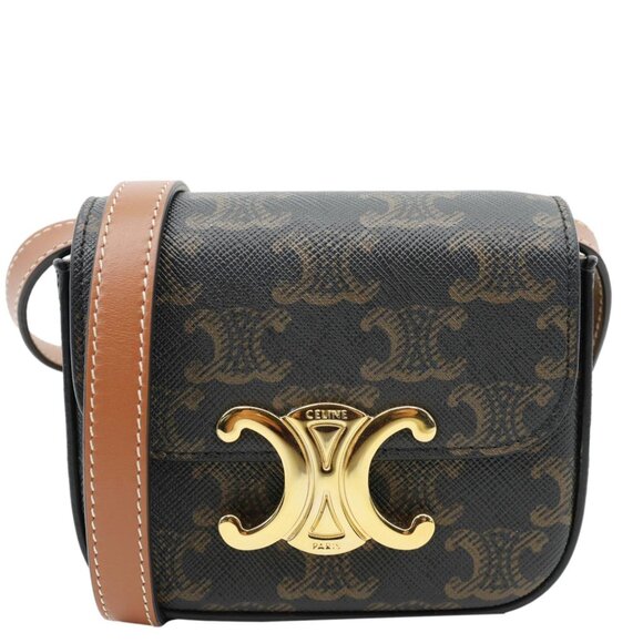 Celine  Triomphe Mini Canvas Shoulder Bag Brown - Picture 1 of 12